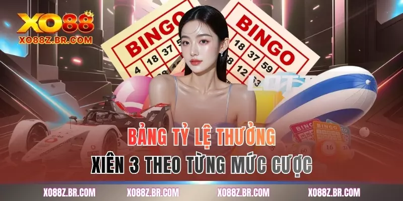 Bảng tỷ lệ thưởng xiên 3 theo từng mức cược